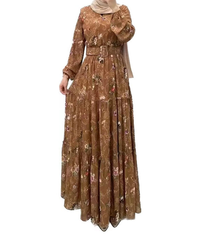 2023 Ramdan Print Muslim Dress for Women Eid Arabic Femme Abaya Islamic Turkey Evening Dresses Elegant Saudi Arabia Chothing