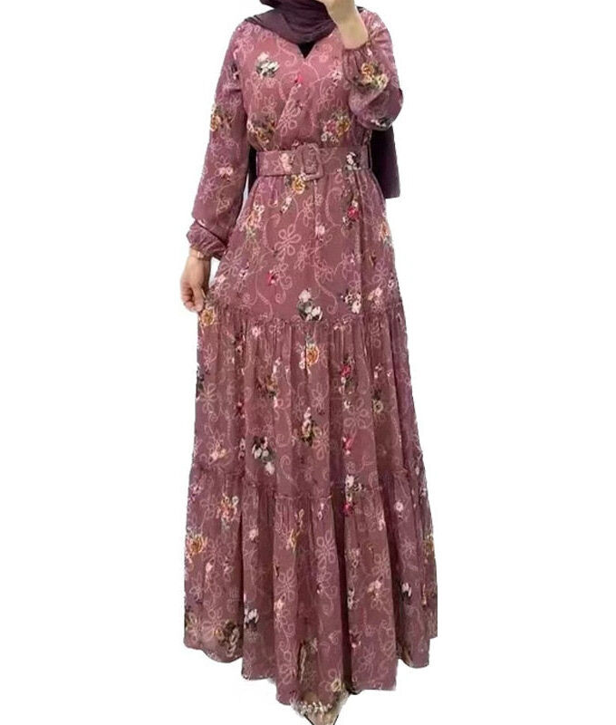 2023 Ramdan Print Muslim Dress for Women Eid Arabic Femme Abaya Islamic Turkey Evening Dresses Elegant Saudi Arabia Chothing