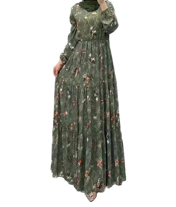 2023 Ramdan Print Muslim Dress for Women Eid Arabic Femme Abaya Islamic Turkey Evening Dresses Elegant Saudi Arabia Chothing