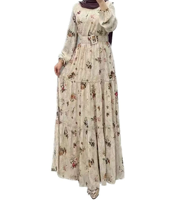 2023 Ramdan Print Muslim Dress for Women Eid Arabic Femme Abaya Islamic Turkey Evening Dresses Elegant Saudi Arabia Chothing